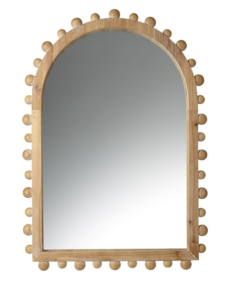 Wood bobble beaded edge mirror arch