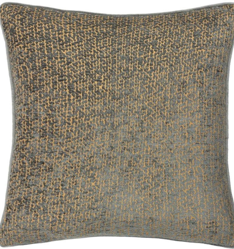 Cirro Grey ochre two tone Jacquard Weave piped Feather Filled Cushion 45x45cm