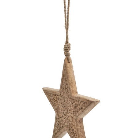 Natural Patterned Hanging Star on Jute loop 20cm