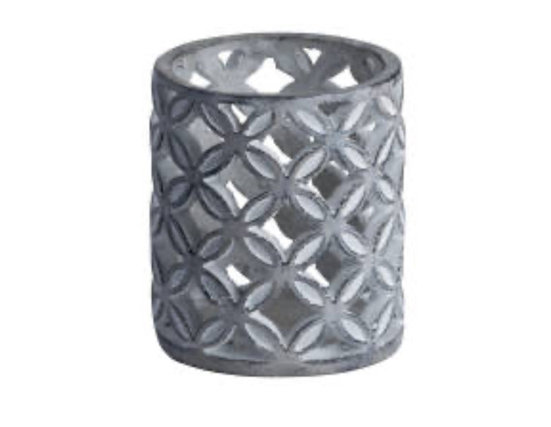 Grey wash geo candle holder