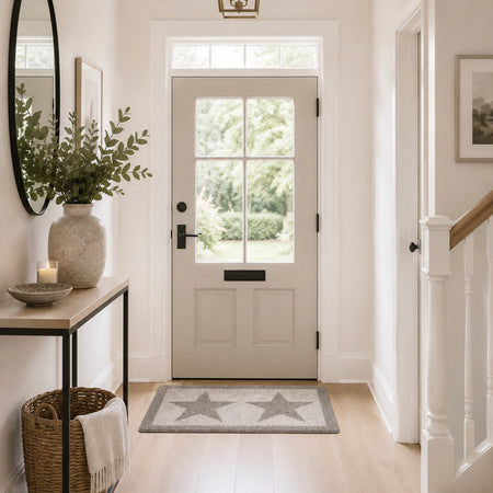 Taupe stone beige Star Door washable Mat Rug 50x80cm and 67x100cm