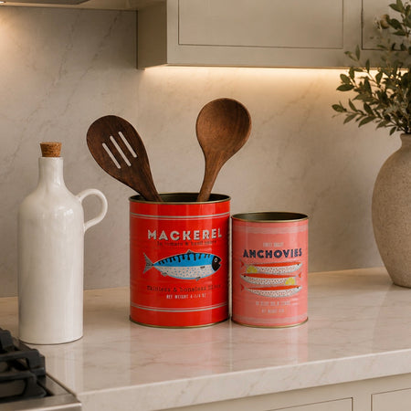 Medium Pink Retro Fish Utensils Storage tin 12cm