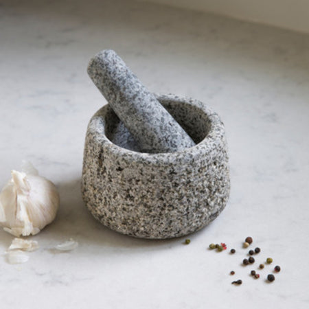 Granite pestle and mortar natural