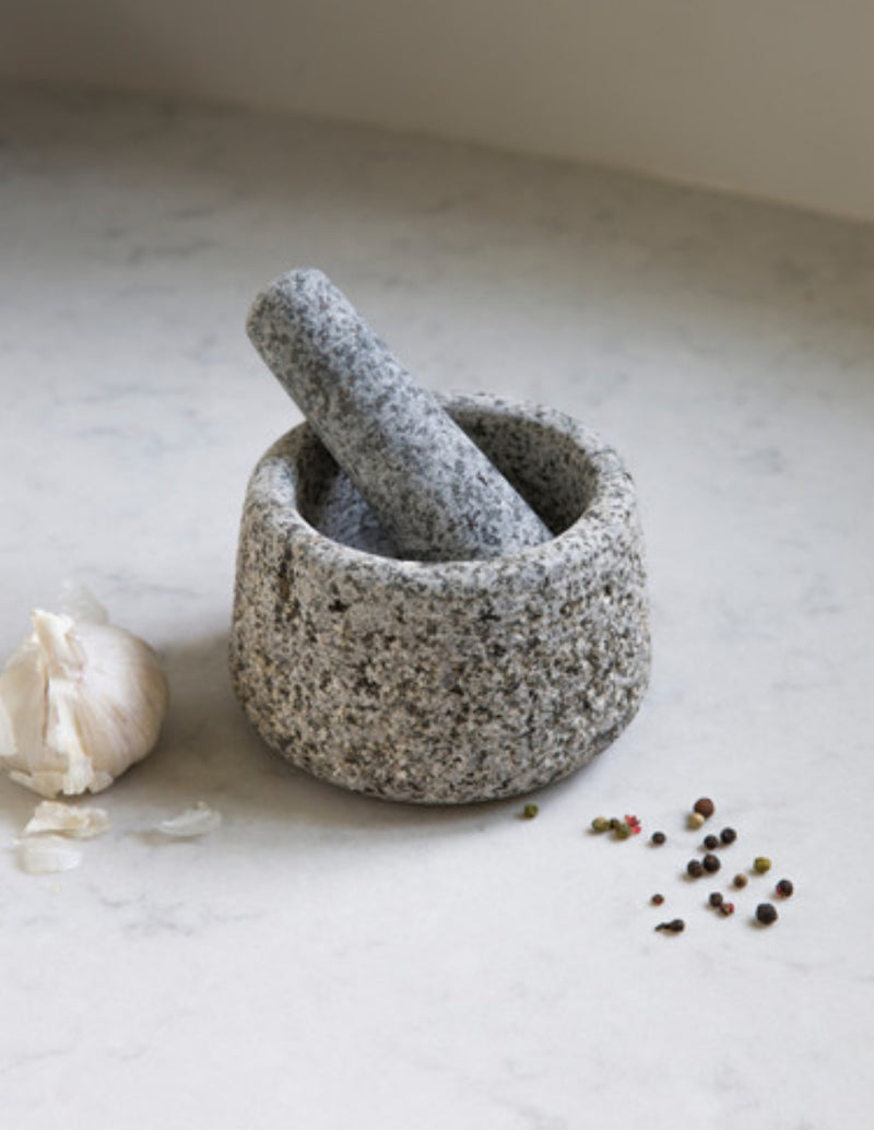 Granite pestle and mortar natural