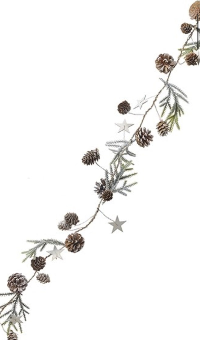 Pinecone with star garland 120cm