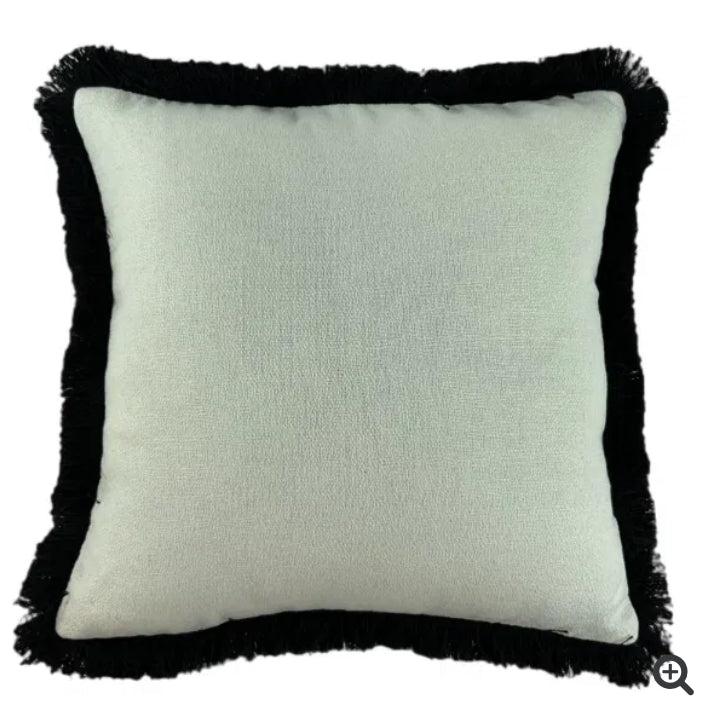Ivory white boucle weave with Black Trim Edge Hugo Cushion 56cm