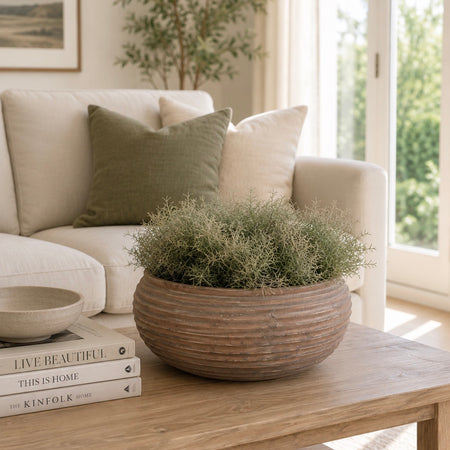 Huge Siena large ribbed planter bowl brown
