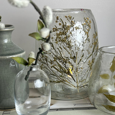 Dried flower recycled glass vase 17cm