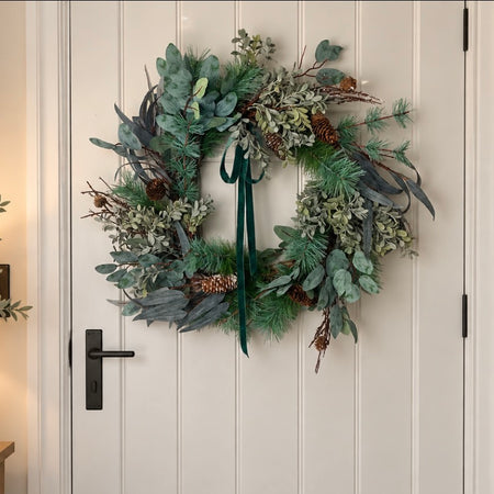 Large Fircone & Green Leaf Wreath 70cm
