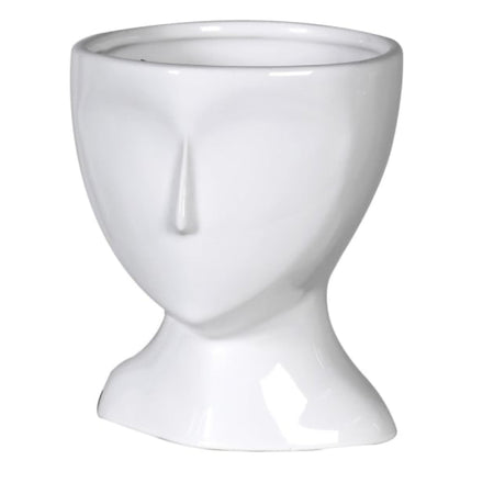 White ceramic face planter