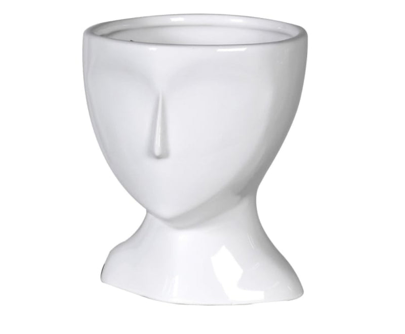 White ceramic face planter