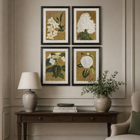 Black framed floral flower prints 4 styles