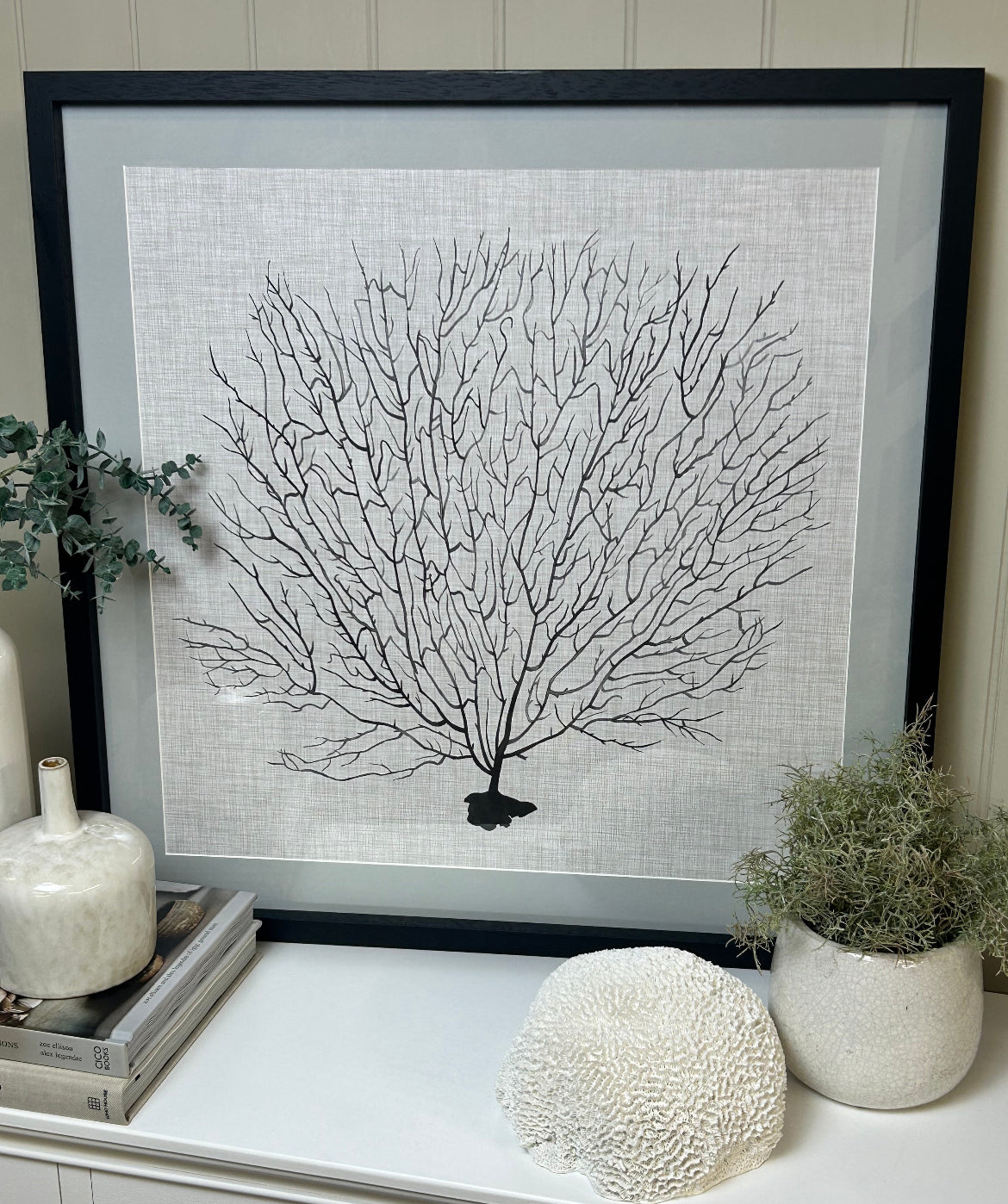 ペーパーカットアート作品「Coral tree」・30x30cm・フレーム付き Tree coral art mounted black frame special order handmade 70cm – Abode