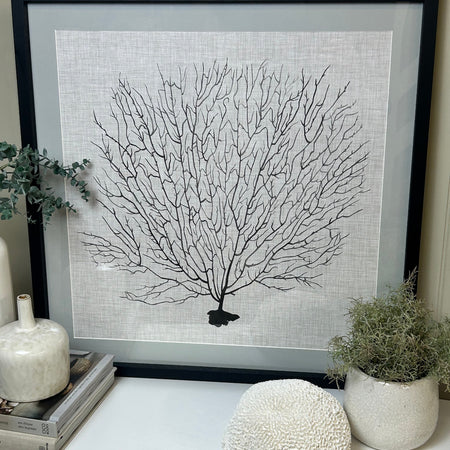 Tree coral art mounted black frame special order handmade 70cm