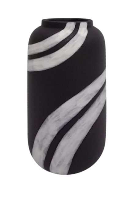 Black and white ceramic mono vase 30cm