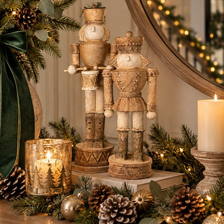 Premium Wood look tall traditional Nutcracker ornament decoration 2 styles