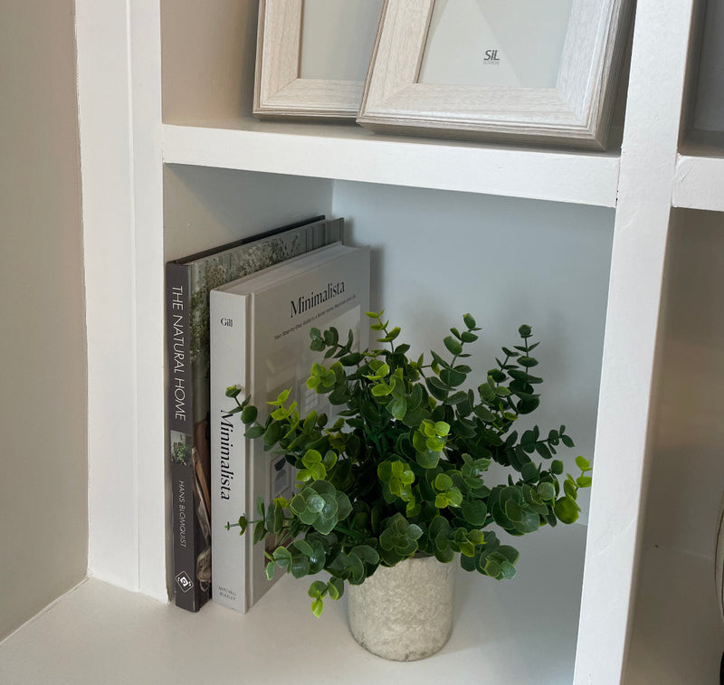 Eucalyptus Bunch in Grey stone Pot