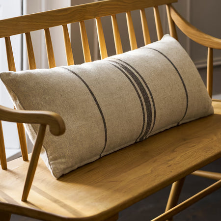 Long brown stripe linen cushion 30x80