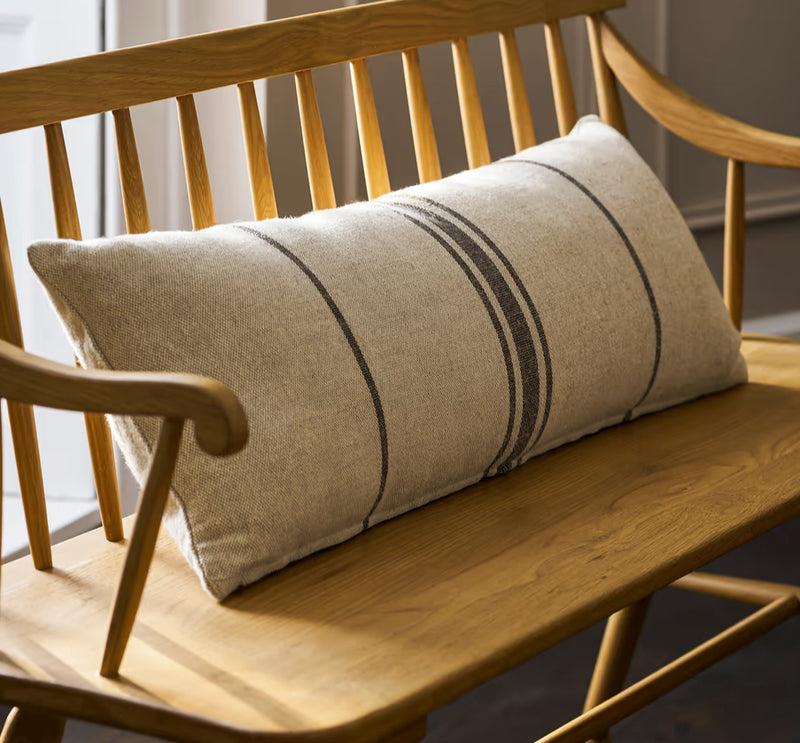Long brown stripe linen cushion 30x80