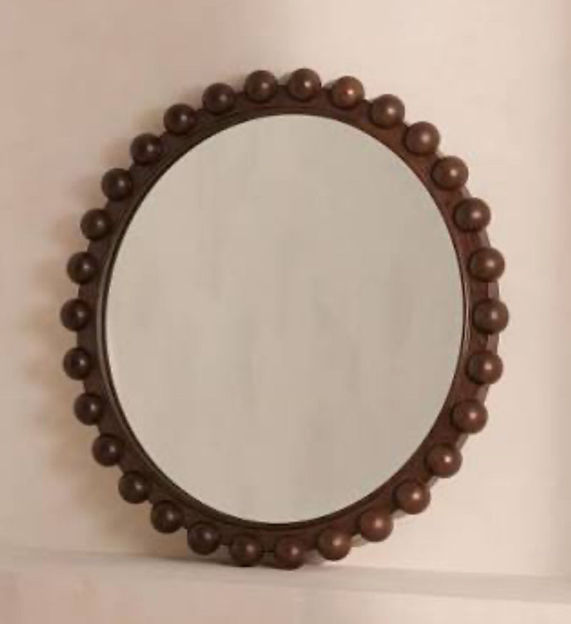 Wood bobble beaded edge mirror arch