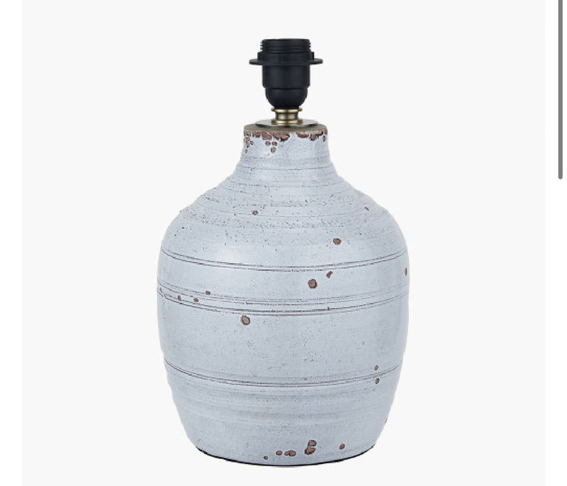 Thalia stone distressed lamp with linen shade