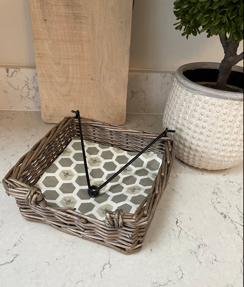 Wicker woven napkin holder