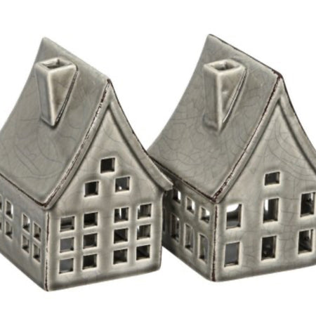 Grey ceramic crackle glaze house