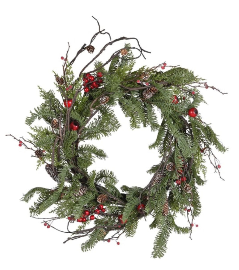 Large 80cm berry twig foliage wreath