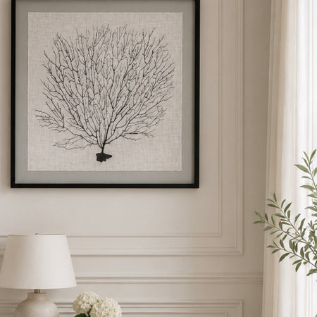 Tree coral art mounted black frame special order handmade 70cm