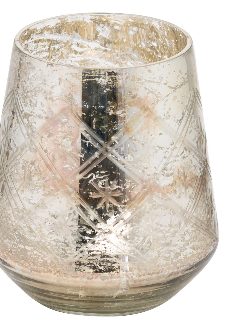 Mottled edged glass candle holder vase
