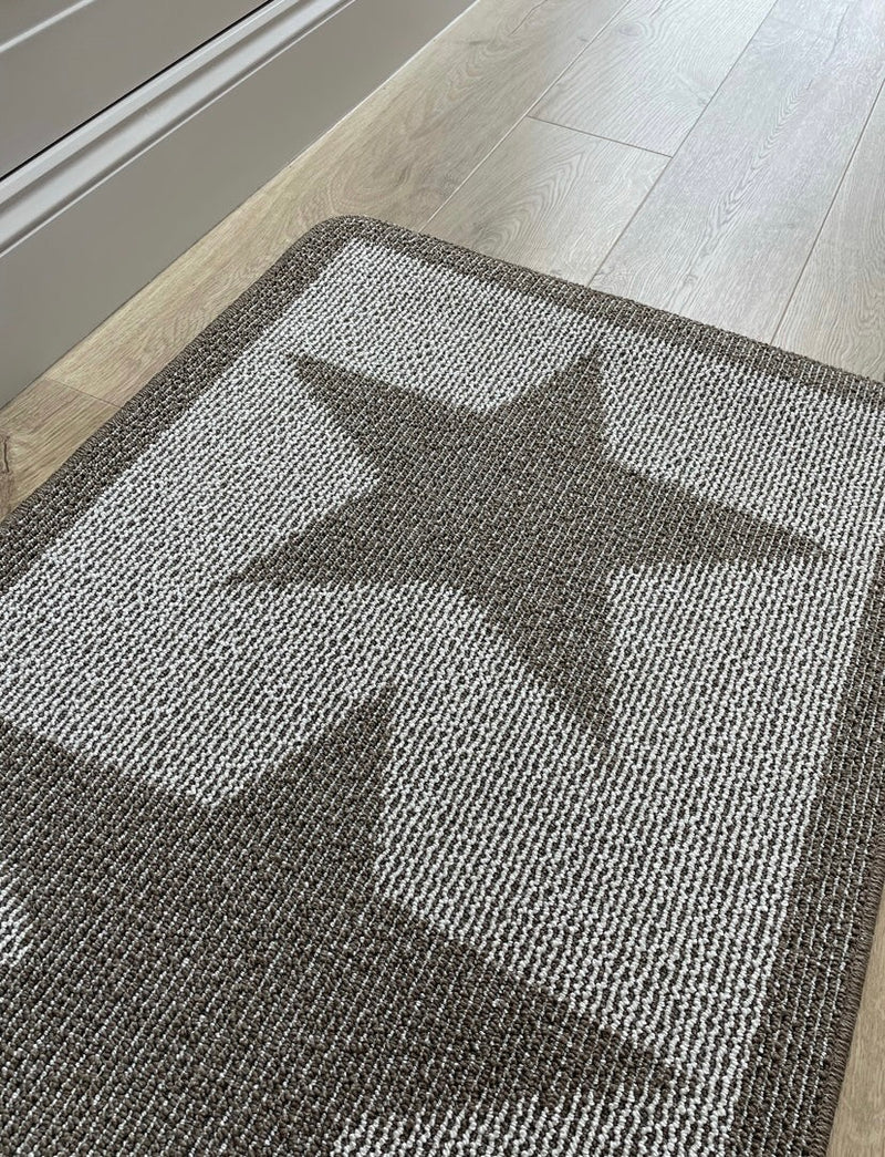 Taupe Star Door washable mat rug Runner 67x150cm and 67x200cm