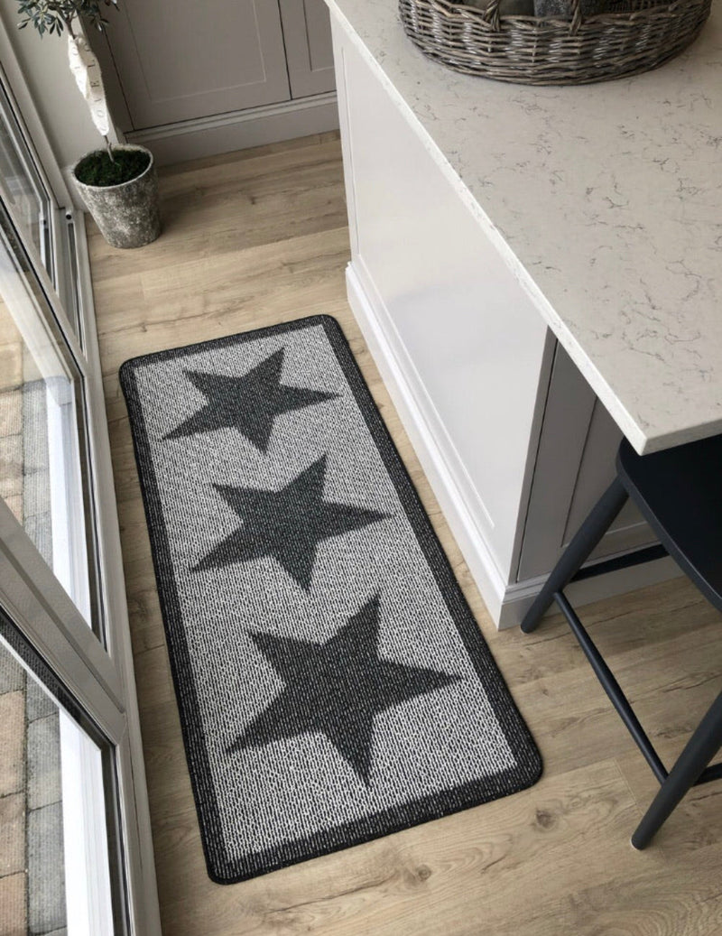 Taupe Star Door washable Mat Rug 50x80cm and 67x100cm