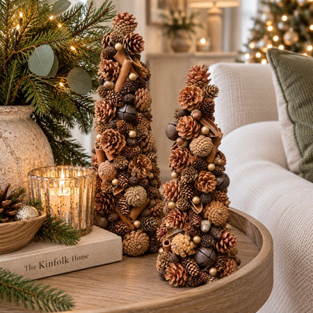 Set of two large acorn festive trees