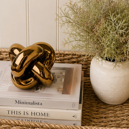 Gold bronze ceramic knot sculpture 12cm