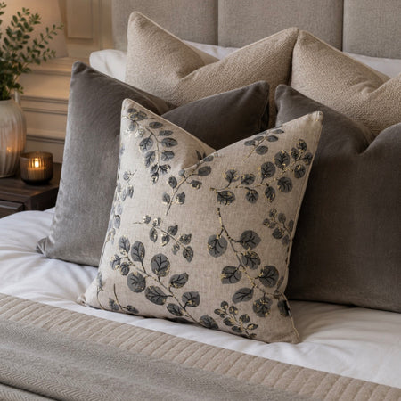 Gold leaf detail luxe cushion