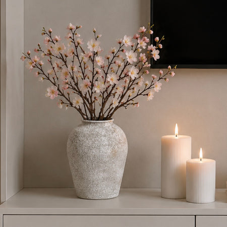 Metal rustic off white beige vase