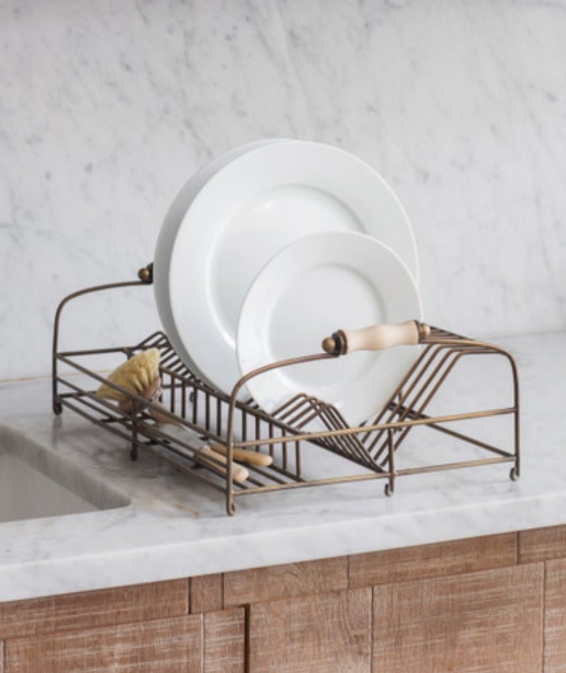 Antique brass Brompton dish plate rack
