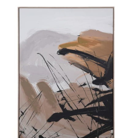 Large wood frame abstract brush strokes canvas