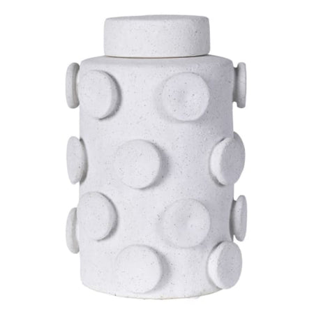 White round circle modern ginger lidded jar