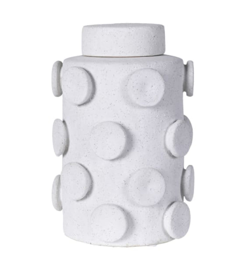 White round circle modern ginger lidded jar