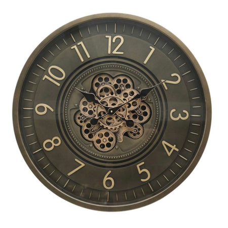 Store seconds Large chunky brown bronze cogs clock 66cm