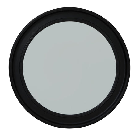 Black wood round framed mirror 90cm
