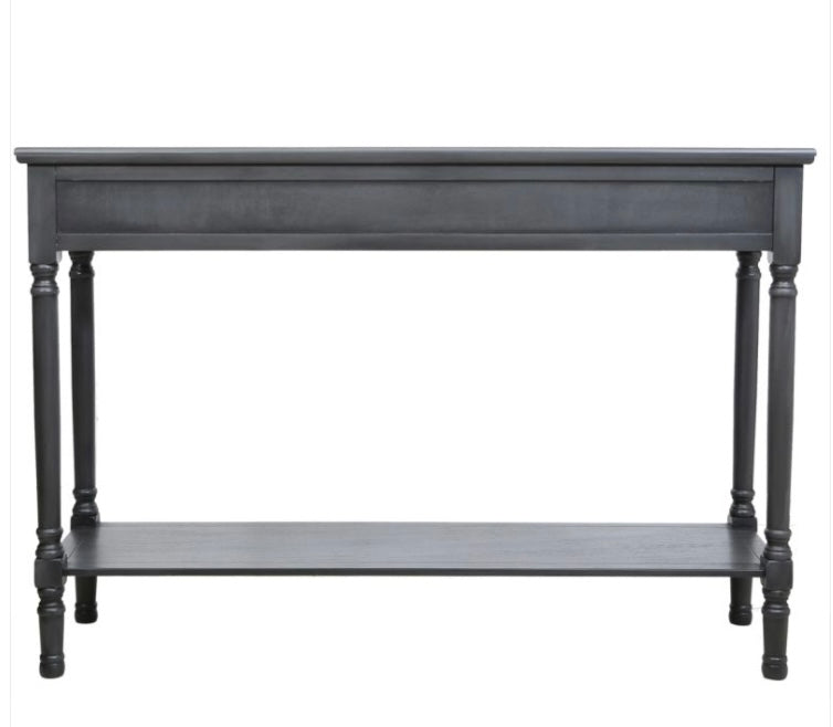 Large Grey Silver 3 Drawer Console With Shelf