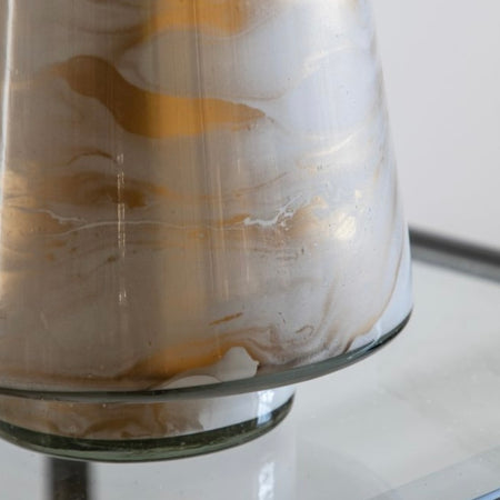 Marbled Gold & White Hurricane Candle Holder