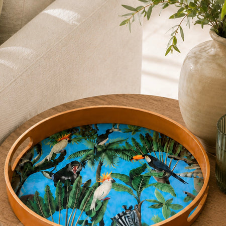 Tropical gold bird print trays 2 sizes