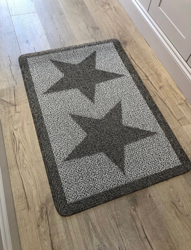 Taupe Star Door washable mat rug Runner 67x150cm and 67x200cm
