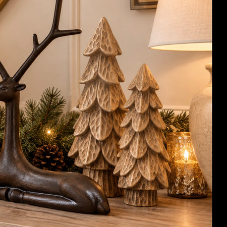 Set of two brass brown heavy trees reduced