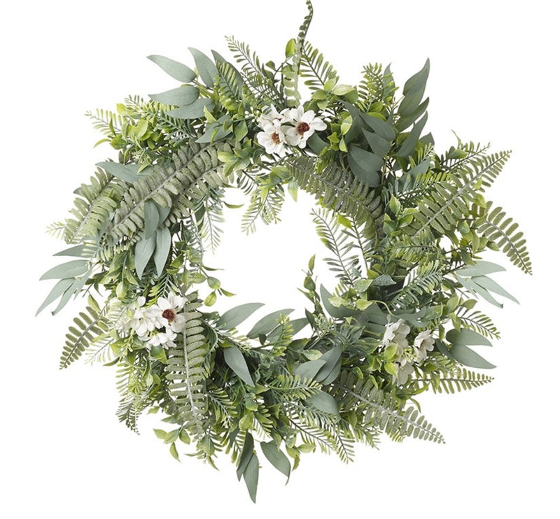 Full garden wreath mixed foliage