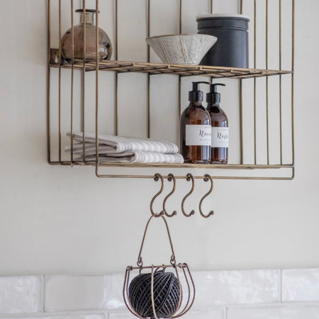 Brompton Antique brushed Brass Finish Wire Wall Rack