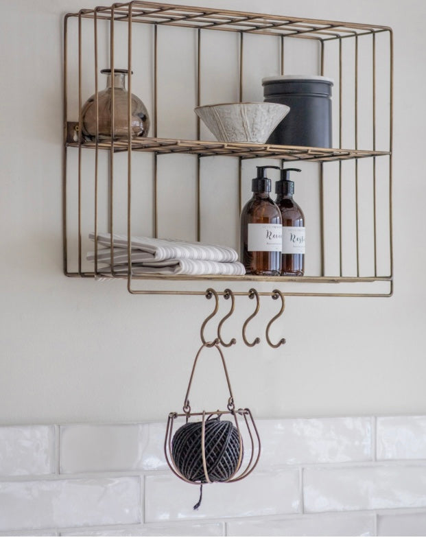 Brompton Antique brushed Brass Finish Wire Wall Rack
